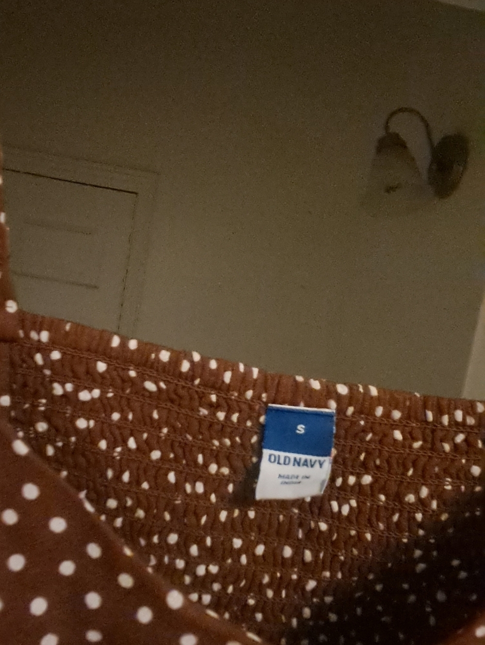 NWT Old Navy Brown Mini Dress With White Polkadots - Picture 3 of 6